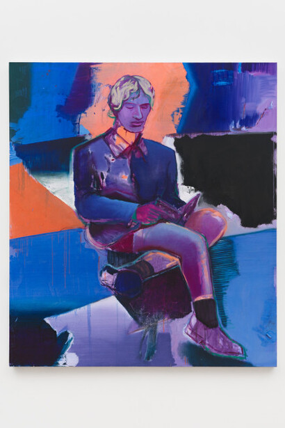 Katherina Olschbaur, Bildnis Jeremy, 2023, oil on linen, 67h x 59w in (170h x 150w cm). Courtesy of Nicodim Gallery, New York