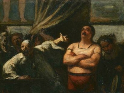 Honoré Daumier (French, Marseilles 1808-1879 Valmondois), The Strong Man, Ca. 1865, Oil on wood, 10 5/8 x 13 7/8 in. (27 x 35.2 cm). The Phillips Collection, Washington, D.C.