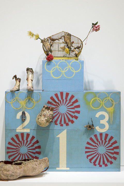 Kudo Tetsumi, Olympic Winners Platform (Pollution Olympics—Pollution Game—L’art pressentiment), 1970-1972, Walker Art Center; T. B. Walker Acquisition Fund, 2008; ©Artists Rights Society (ARS), New York / ADAGP, Paris; Photo: ©Walker Art Center;