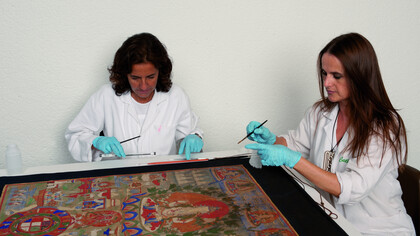 Fase iniziale del consolidamento del pigmento