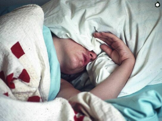 Adam Chodzko, Sleepers. Hole, 2013, Punctured found 35 mm slide, June 1972, Printed as C-type, 17.8 x 25.4 cm, Edition of 2