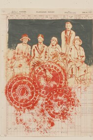 Edith Theodocia Gertrude et al, 2016 Mixed media on ledger page, 55 x 40 cm. Photo credit: Mark King. (Detail)