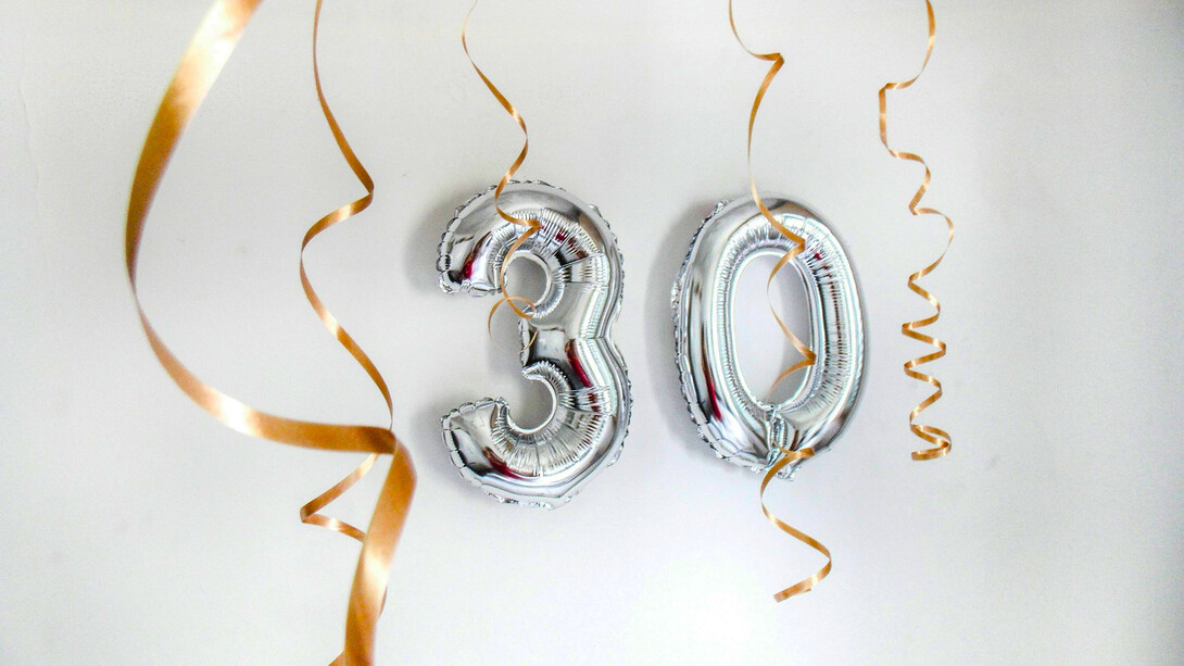 A photo featuring grey balloons, capturing a moment from my 30th birthday celebration