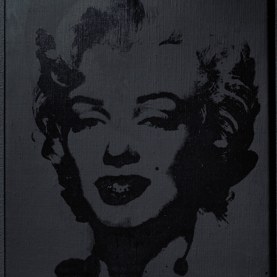 Sturtevant. Warhol Black Marilyn. 2004. Synthetic polymer silkscreen and acrylic on canvas. 15 15/16 x 13 7/8 in. (40.5 x 35.2 cm). Ringier Collection, Switzerland. Courtesy Anthony Reynolds Gallery, London. © Estate Sturtevant, Paris