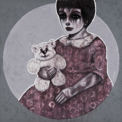 Mohannad Orabi, Family Portrait, 2014, Mixed media on canvas, 123 x 123 cm