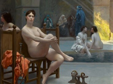 Il rituale diventa così uno spazio di trasmissione, in cui la cura passa da una generazione all’altra. Jean-Léon Gérôme, Il bagno delle donne, 1889 circa