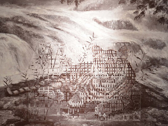 Mo Xiliang, Must Trap the Paper Tiger No. 5, 2012
Acrylic on canvas, 59 x 70 7/8 inches (150 x 180 cm)