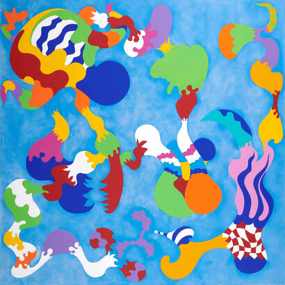Mauro Perucchetti, Untitled, 2018. Acrylic on canvas mounted on board, 135 x 135 cm