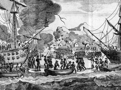 French troops landing on Saint Domingue attempting to suppress the revolution, 