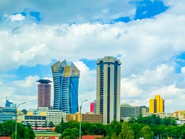 Nairobi’s towers standing above the city, reflecting the growth of a digital economy built around greater financial access