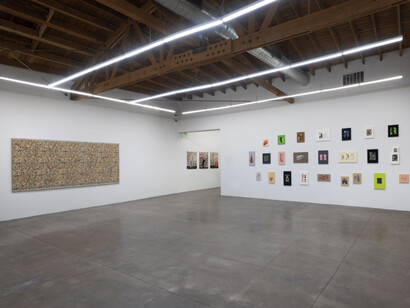 Elaine Reichek, Frock-Conscious, installation view. Courtesy of Shoshana Wayne Gallery