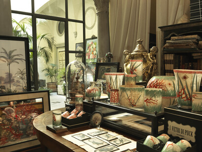 Showroom Courtyard Red-Green Coral Collection