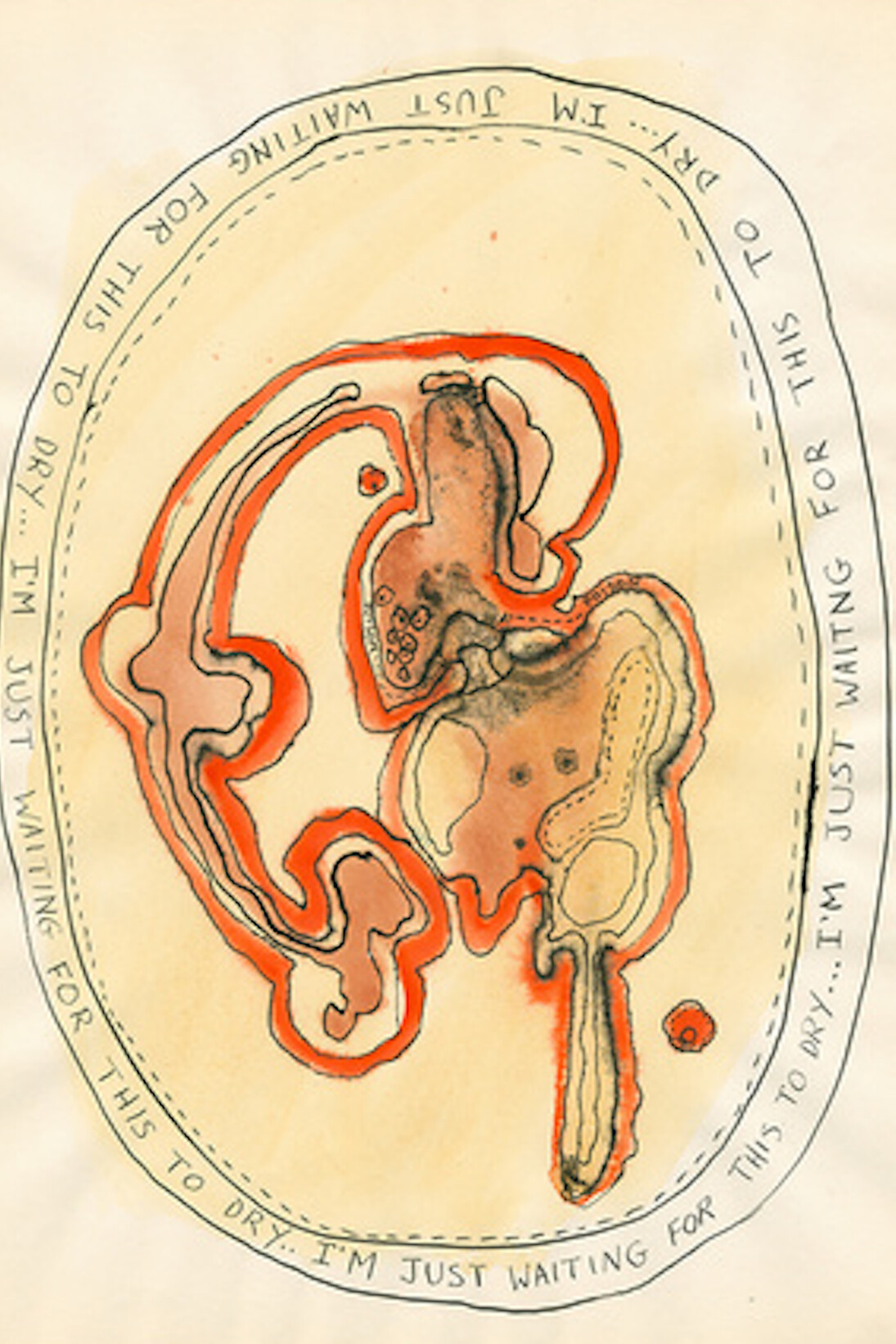 Mercy Hospital, 1969, Ink and watercolour on paper, 35.6 x 27.9 cm / 14 x 11 in © Ida Applebroog. Courtesy the artist and Hauser & Wirth. Photo: Emily Poole