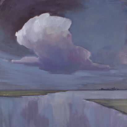 Alberto Bortoluzzi, Néphos 5, acrilico e olio su tela, 120x120 cm