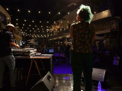 A look backstage at Petra Hawi as she sings her music to the Lebanese crowd in Hammana, Lebanon