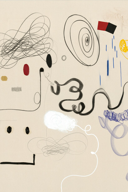 Christian Rosa, "Look at this Shit", 2014, oil, charcoal, pencil and oil stick on canvas, 180 x 152 cm / 70 3/4 x 59 3/4 in, Courtesy Contemporary Fine Arts, Berlin, Photo: Jochen Littkemann (detail)