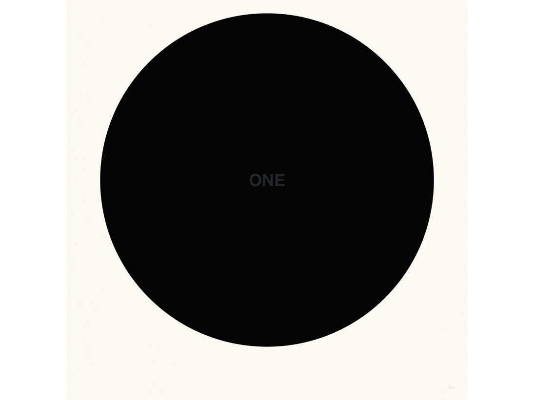 Franco Cervi, One (2), 2014, serigrafia artistica a due colori su carta accoppiata con lastra di alluminio, 120 x 120 cm, Ed. di 5+ 1 p.a.