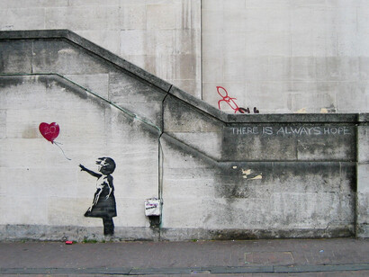 Girl with Balloon is a series of stencil murals around London by the graffiti artist Banksy, started in 2002