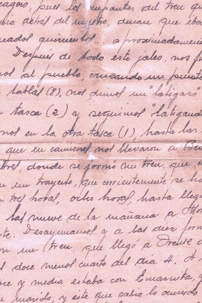 Carta manuscrita relatando el accidente