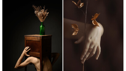 Marco Gualdoni, Shining yoke (detail), 2023 and Camilla Di Bella Vecchi, Santa Lucia, 2023. Courtesy of Galleria Leòn 