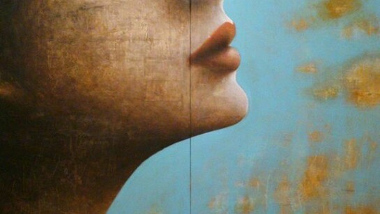 El buen momento 2013 díptico 130 x 194 cm acrílico y collage sobre tela