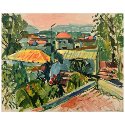 Jason Berger, Algarve, Portugal, 1978, oil on canvas, 32×39‐1⁄2 inches, signed and dated lower right: “Jason Berger ’78”, from the estate of the artist. Courtesy of Childs Gallery

