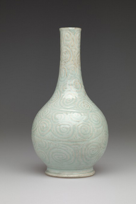 Unknown artist, Chinese, Bottle with Swirl Designs, 12th Century, Porcelain with glaze
31.6 x 15 cm (12 7/16 x 5 7/8 inches)
Museum Works of Art Fund 43.186