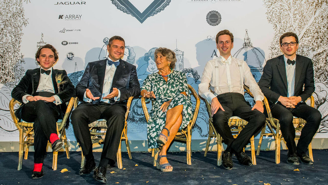 da sinistra: ROGER GRANVILLE Creative Director; un amico del Festival; Giorgiana Corsini, MAXIMILIAN FANE Artistic Director, FRANKIE PARHAM Executive Producer