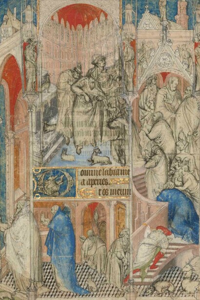 El rechazo de la ofrenda de Joaquín y Ana, procedente de un libro de horas (detalle), hacia 1410-1430. Cortesía del Museo J. Paul Getty 