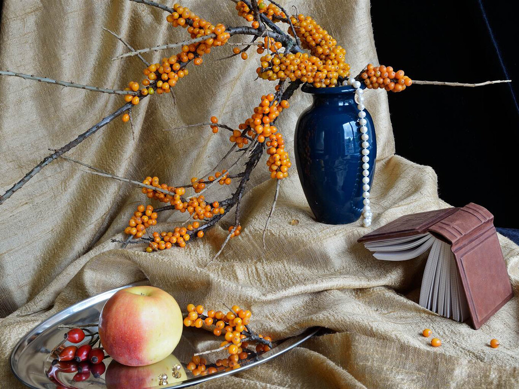 Iryna Brown, Still Life with Sea-Buckthorn, Digital Print on Canvas, 15" x 22"