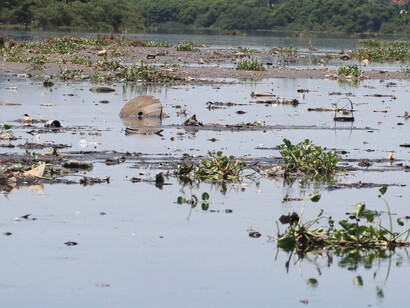 Lagoa da Yijuca arrasada após as últimas fortes chuvas de fevereiro de 2018 - lixo e resíduos por toda a parte