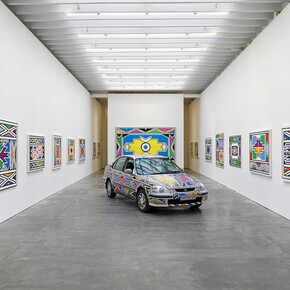 Dr. Esther Mahlangu, Time in color, exhibition view. Courtesy of Ross + Kramer Gallery