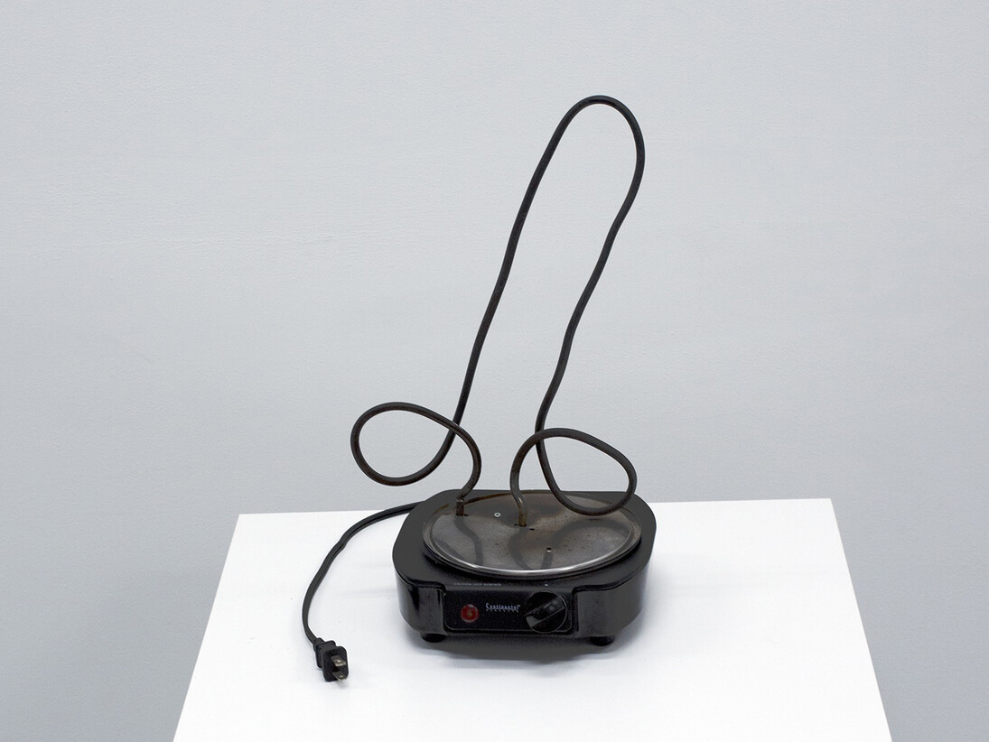 Carlo Ferraris, Untitled (But it’s hot), 2013, hot plate, 16 x 9 x 9 ½ inches, Courtesy LYNCH THAM