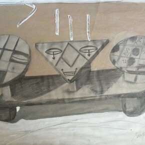 Mor Faye, Untitled 70, 1983, graphite acrylic on paper, 19.5x25.5 inches 50x65 cm. Courtesy of Skoto Gallery    
