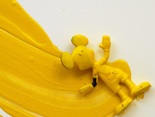 Liliana Porter, Situations with fallen Chairs III (detail 2), 2010, Acrylic and assemblage on canvas, 173 x 122 cm / 68 x 48'', courtesy of the artist and mor charpentier