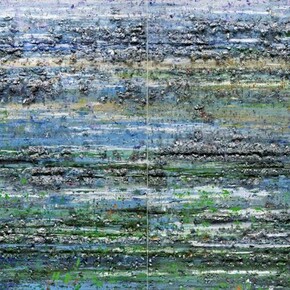 Throne of Water 2, 2016, mixed media on canvas, 183 x 304 cm. Courtesy of Ayyam Gallery