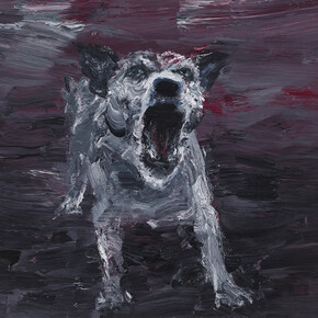 Yan Pei-Ming, Chien de nuit, 2015, Oil on canvas, 73 x 92 cm (28,74 x 36,22 in), Courtesy Yan Pei-Ming / Galerie Thaddaeus Ropac Paris/Salzburg, Photo: André Morin © Bildrecht, Wien, 2015