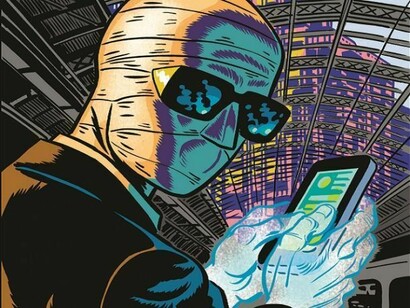 The invisible man, with his smartphone