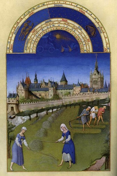 Limbourg Brothers, 'Les tres Riches Heures du Duc de Berry' – June 1416. Illuminated Manuscript