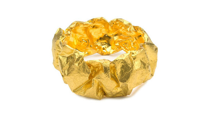 Professor Yasuki Hiramatsu, Bangle c.2006, 22ct gold, resin, gold leaf, W:9.6cm H:4.4cm
