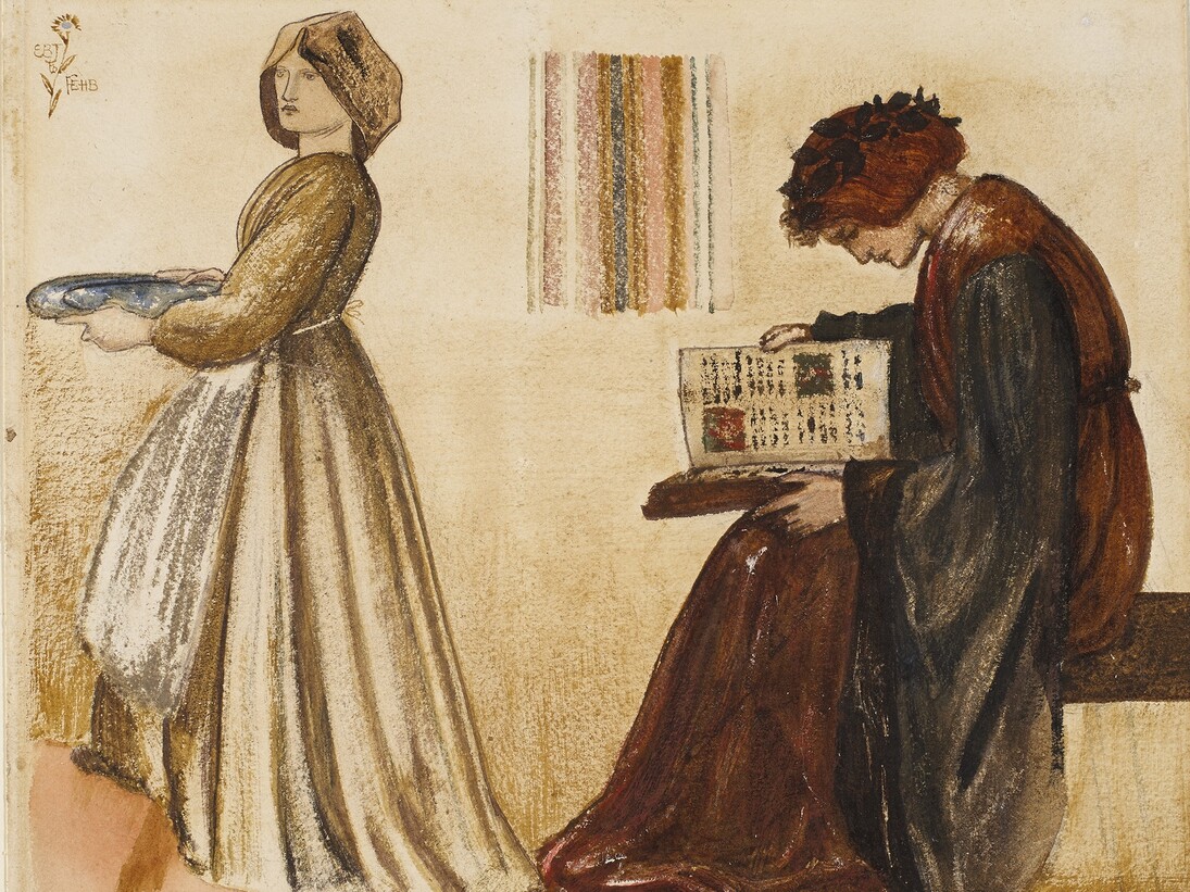 Edward Burne-Jones, Study for “The Wedding Feast of Sir Degrevaunt” (for William Morris’ Red House), 1860 © NGC