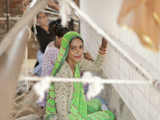Traditional loom weaving by a skilled artisan