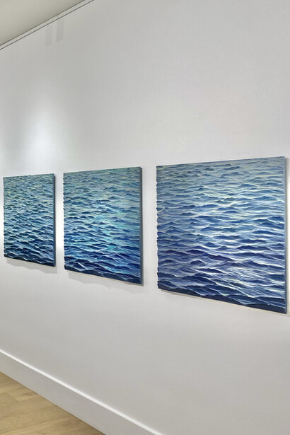 Kate Oh Gallery, NYC, current installation view of Kwangsik Jung's exhibition, Stone Wave