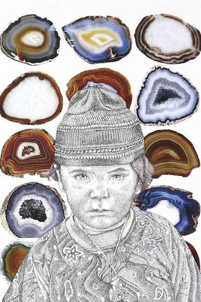 Faiza Butt, Erosion 2: Every Child Is a God, 2014, Ink-jet print and ink drawing on archival cotton paper
29.7 x 21 cm (11 ¾ x 8 ¼ in)