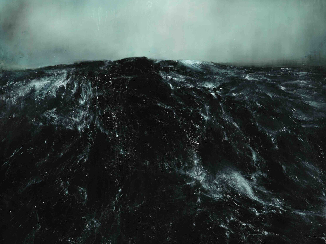 Thierry De Cordier, Mer Grosse (detail), 2011, oil paint on paper mounted on panel/ huile sur papier monté sur bois, 163 x 150,5 cm, Courtesy the Artist and Xavier Hufkens, Brussels © Dirk Pauwels, Ghent