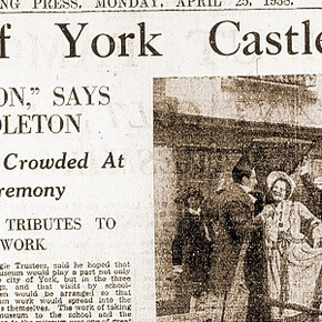 Newspaper coverage of York Castle Museum's opening, 1938