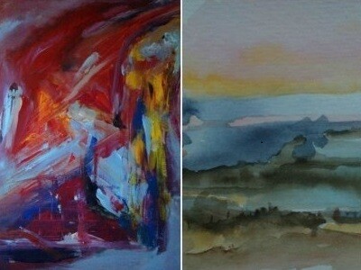 A sinistra e a destra, opere di Roberta Ceccarelli