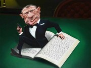 Jonathan Cusick, James Bond, signed, acrylic on canvas, 19 x 19 1/2 inches