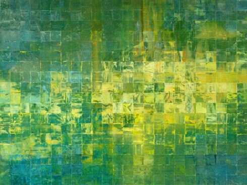 Ned Martin, "Fractals Green Blue", Oil on aluminum, 36 x 48", 2013