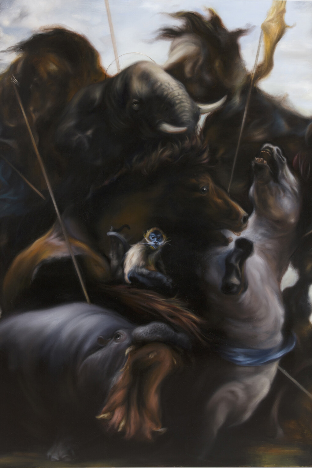 Hugo Wilson, Hunt 4, 2014, Oil on prepared panel, 200 x 215 x 8 cm
